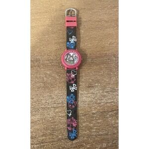 Monster High Kids Digital LCD Wrist Watch Pink Skull Hearts Fresh Battery Works